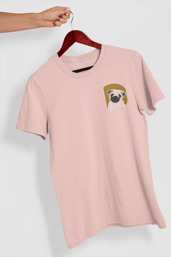 Camiseta ilustracion mascota solo color rosa lateral