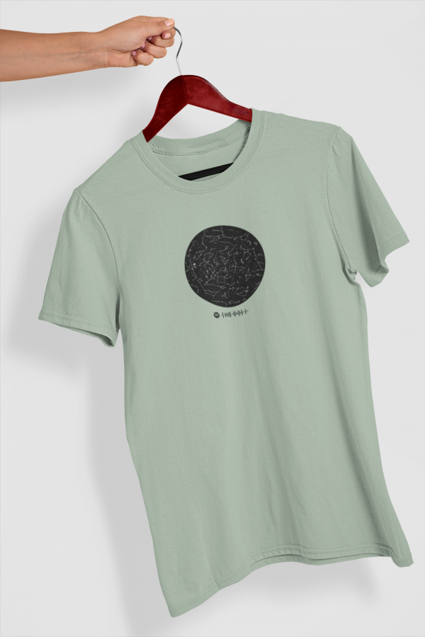 Camiseta mapa estelar verde central