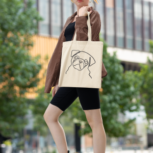 Chica totebag ilustracion linea gruesa