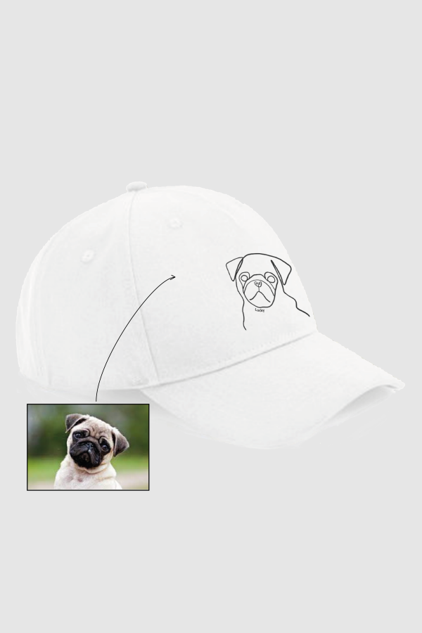 Gorra-ilustracion-personalizada-color-blanco-linea-gruesa foto