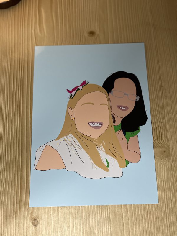 Lámina ilustración personalizada de una foto amigas