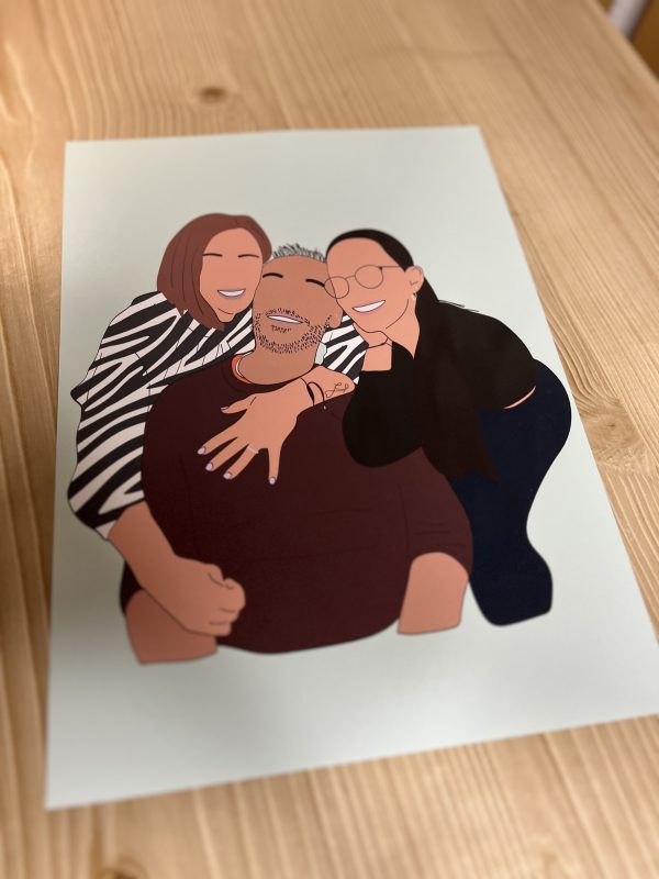 Lámina ilustración personalizada de una foto familia