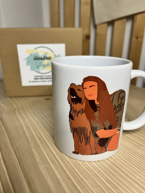 Taza con dibujo de perro ilustrado