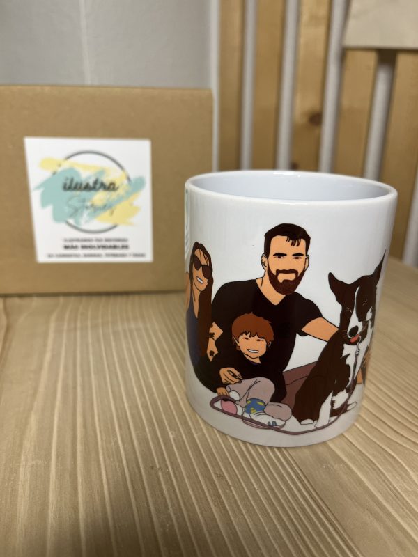 Taza ilustración personalizada foto familia