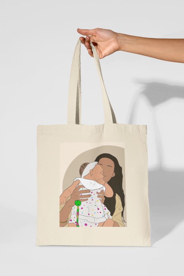 Totebag ilustracion personalizada completa forma y fondo