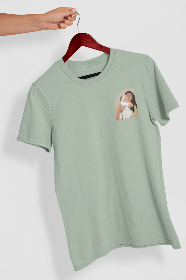 camiseta ilustracion personalizada verde lateral forma