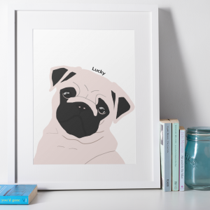 cuadro con lamina de ilustracion personalizada color nombre