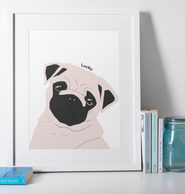 cuadro con lamina de ilustracion personalizada color nombre