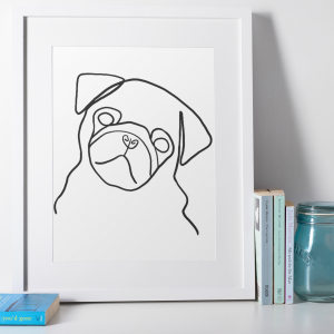 cuadro con lamina de ilustracion personalizada linea gruesa