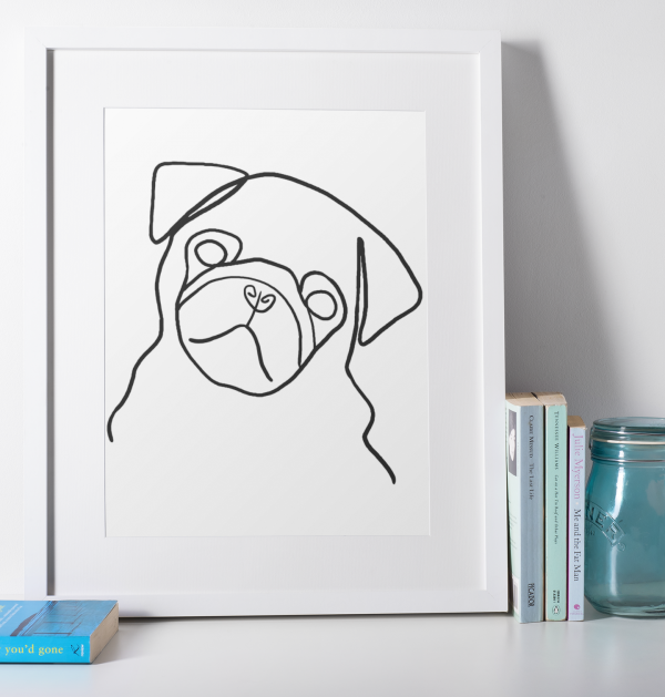 cuadro con lamina de ilustracion personalizada linea gruesa