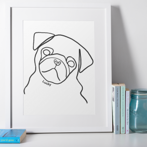 cuadro con lamina de ilustracion personalizada linea gruesa nombre