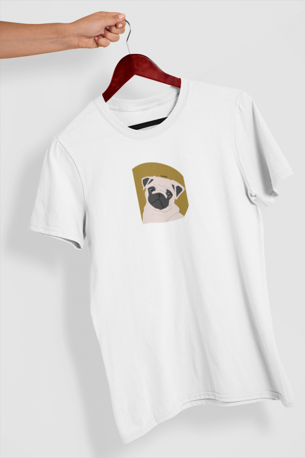 Camiseta blanca ilustración personalizada mascota con forma