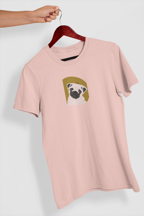 Camiseta rosa ilustración personalizada mascota con forma