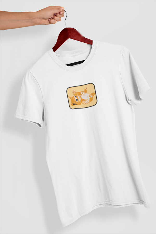Camiseta blanca ilustración personalizada mascota con marco
