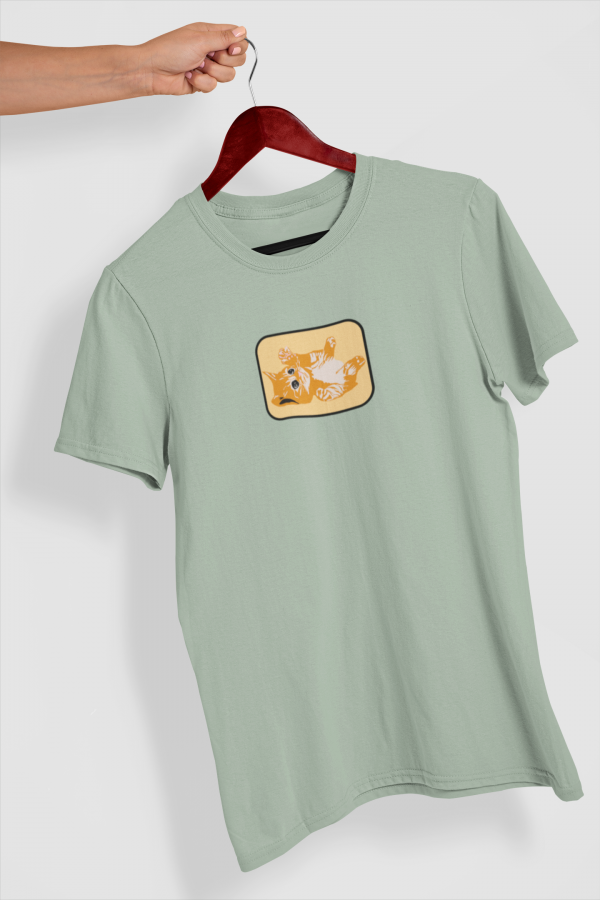 Camiseta verde ilustración personalizada mascota con marco