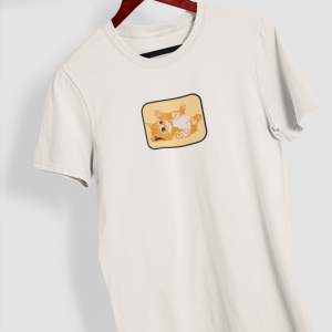 Camiseta beige ilustración personalizada mascota con marco