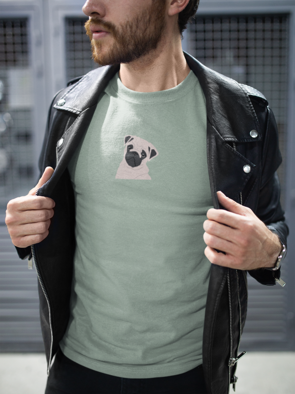 Chico camiseta verde ilustracion personalizada mascota