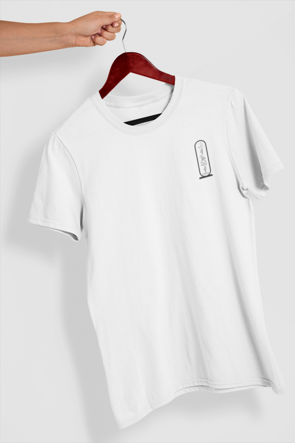 Camiseta blanca jeroglifico negro lateral