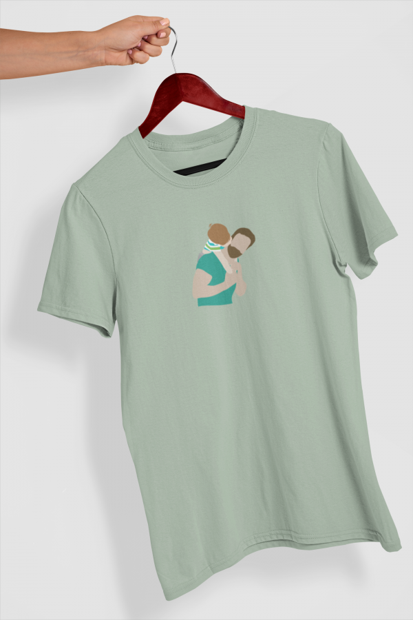 Camiseta verde padre e hijo color