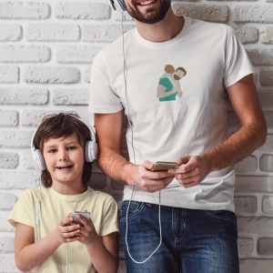 Padre e hijo camiseta personalizada ilustracion color
