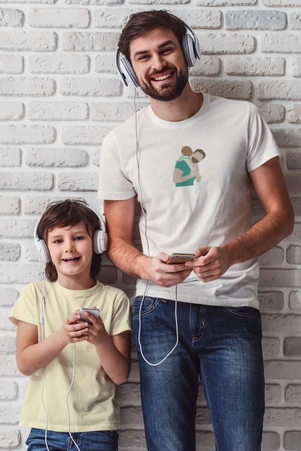 Padre e hijo camiseta personalizada ilustracion color