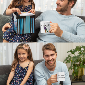 Papa taza dibujo niña