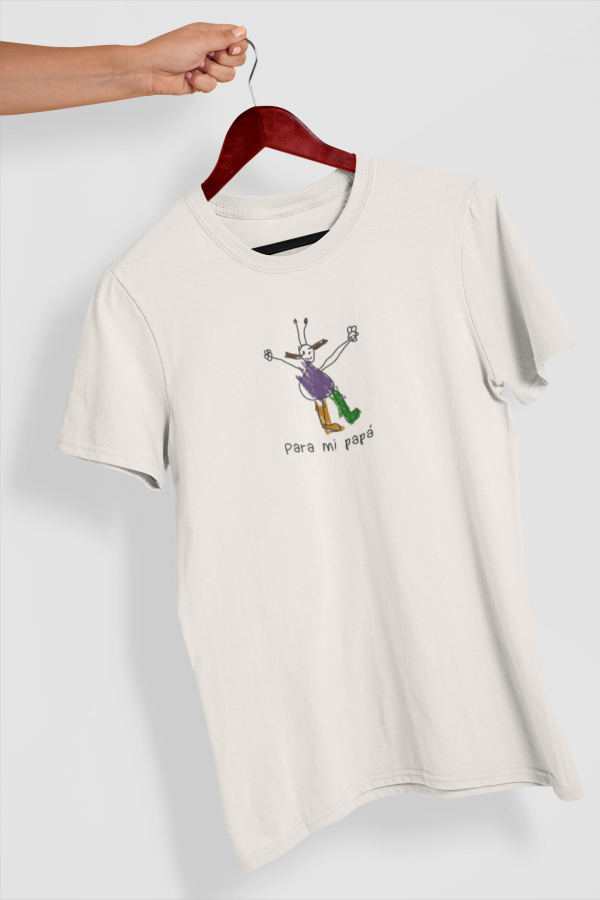 camiseta beige dibujo central papa