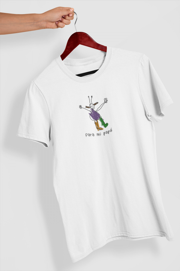 camiseta blanca dibujo central papa