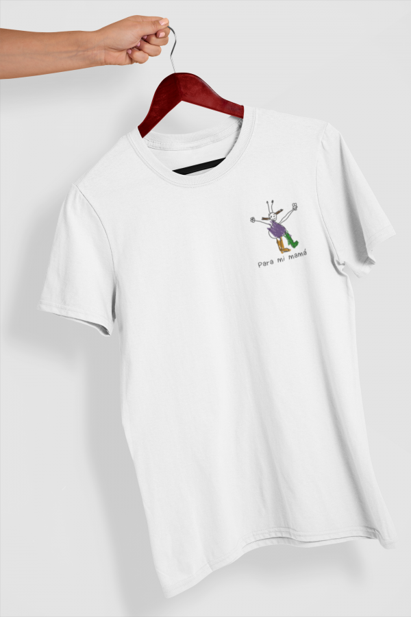 camiseta blanco dibujo lateral mama