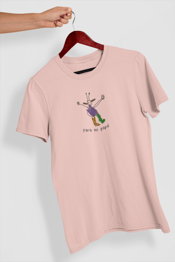 camiseta rosa dibujo central papa