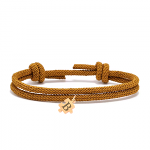 Pulsera cuerda camel puzzle dorado