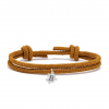 Pulsera cuerda y pieza puzzle con inicial a láser - Marrón