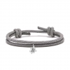 Pulsera cuerda y pieza puzzle con inicial a láser - Gris