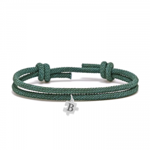 Pulsera-cuerda-verde-puzzle-plata