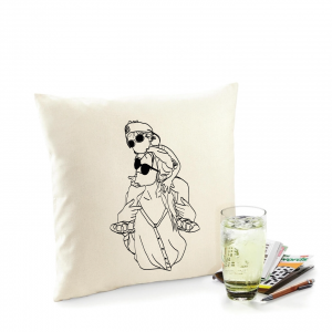 Cojín-algodón-personalizado-ilustración-silueta-regalo-para-madres