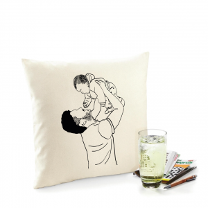 Cojín-algodón-personalizado-ilustración-silueta-regalo-para-padres