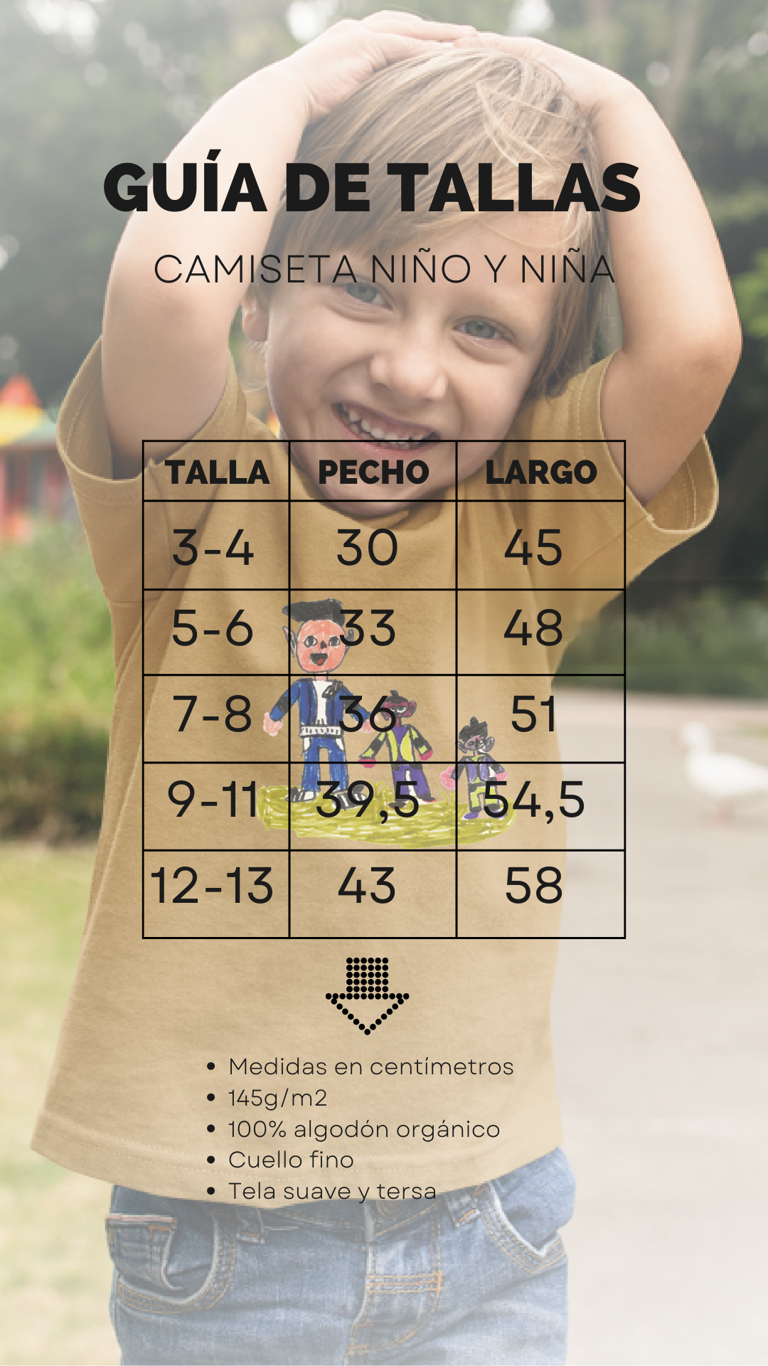Guía de tallas camiseta niño y niña