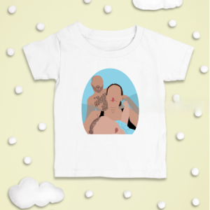 Camiseta bebé blanca ilustración personalizada color