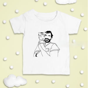 Camiseta bebé blanca ilustración personalizada silueta